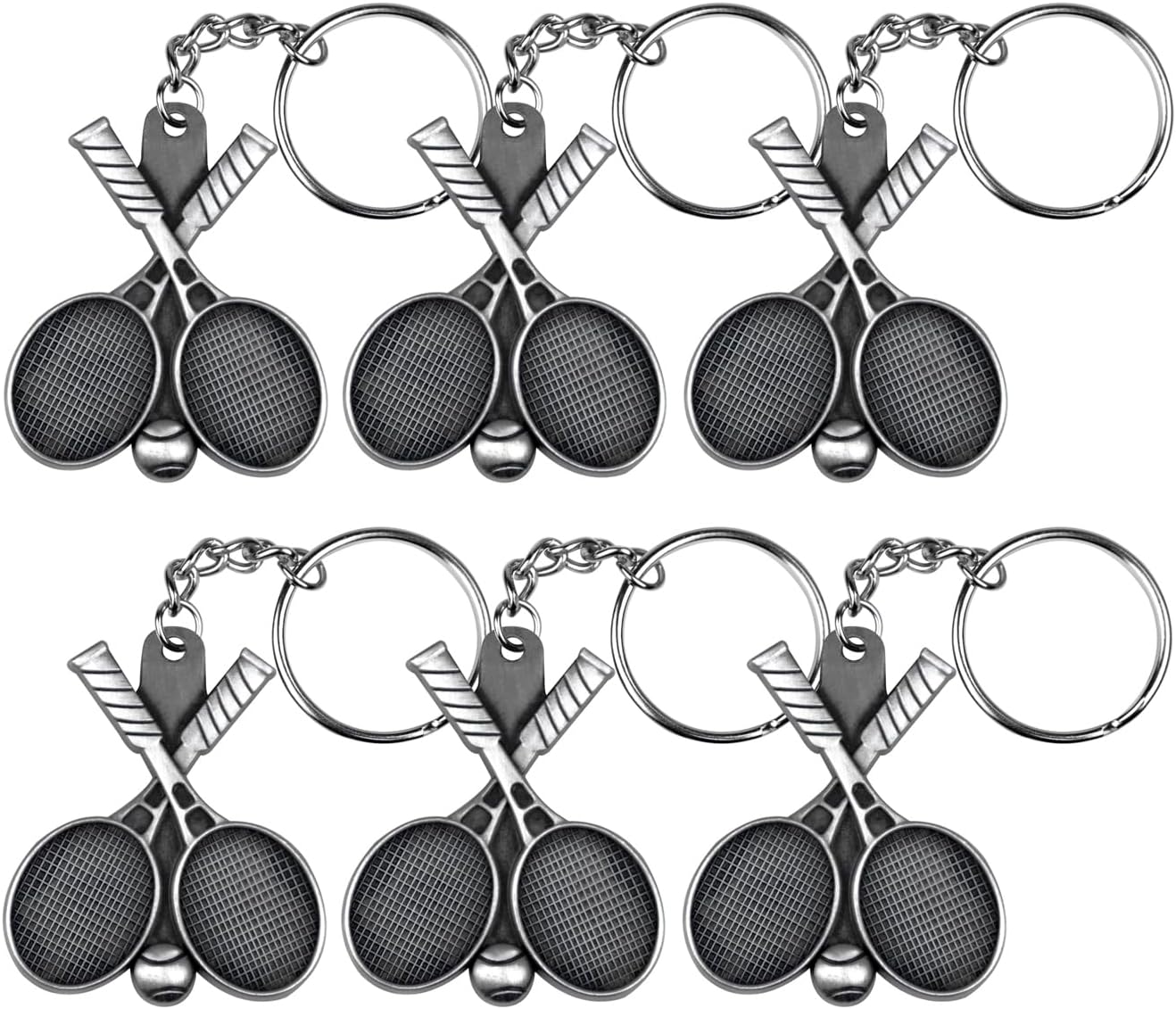 SHOP AWARDS AND GIFTS Crossed Tennis Rackets Keyring and Keychain, Novelty Sports Themed Gifts Souvenirs for Men and Women