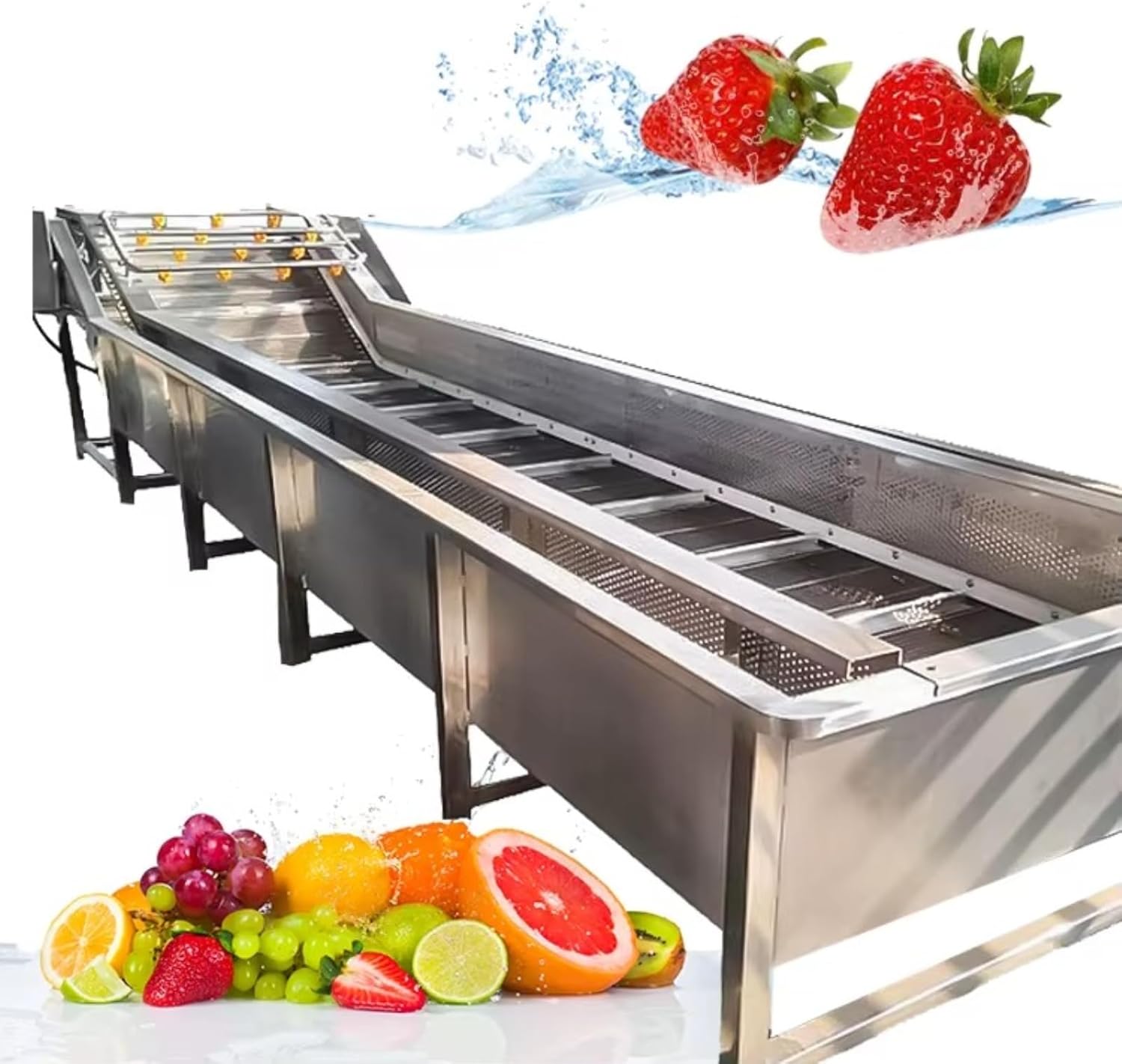 Customizable Vegetable Bubble Washer, Multi-Functional Fruit Cleaning Machine - Adjustable Conveyor Speed Produce Washer, Ideal for Vegetable Fruit Processing, Catering Companies
