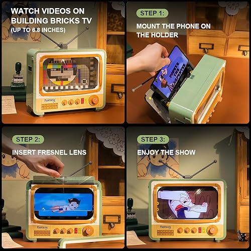 Miniatura 4 de BRICKKK PANTASY - Kit de construcción de TV verde retro, juego de construcción de iconos creativos para adultos, modelos de televisión
