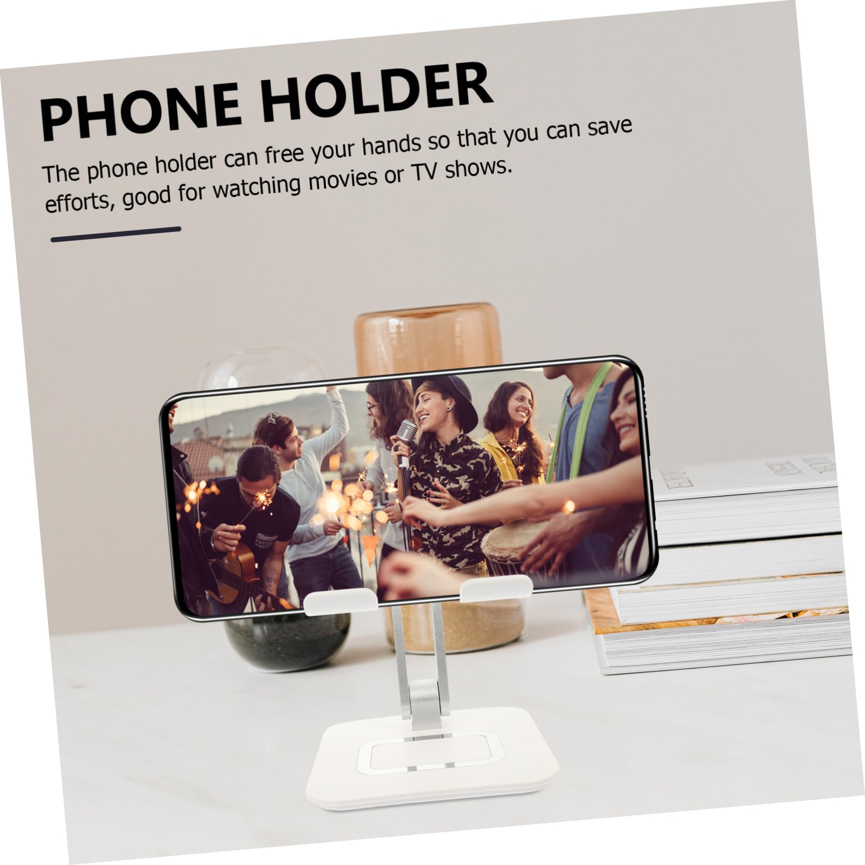 HOMSFOU Support Pliable de Téléphone de Bureau en Métal, Blanc