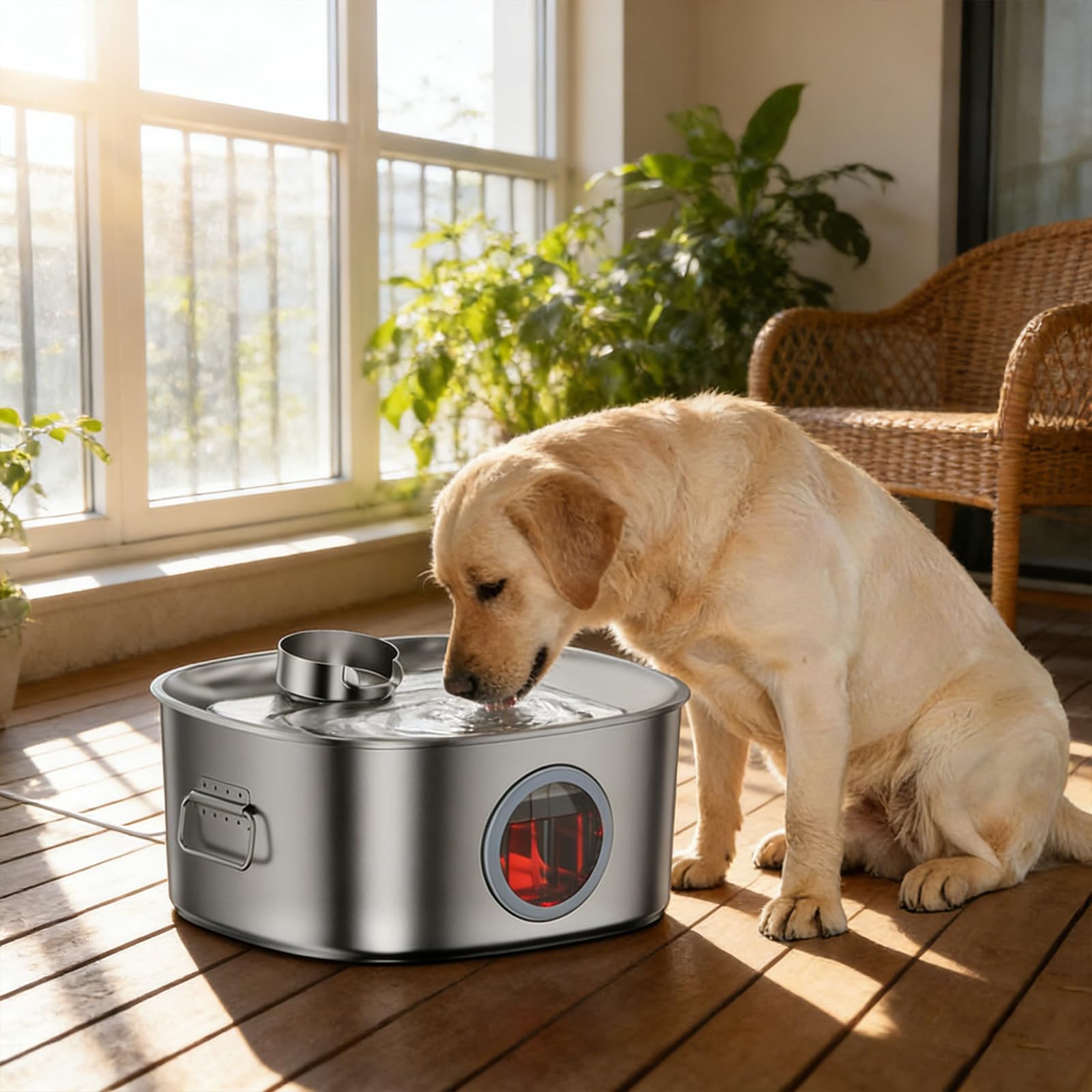 Distributore di acqua per animali domestici Filtrazione automatica Fontana in acciaio inossidabile a basso rumore di grande capacità per irrigazione domestica Ciotola per cani essenziale di