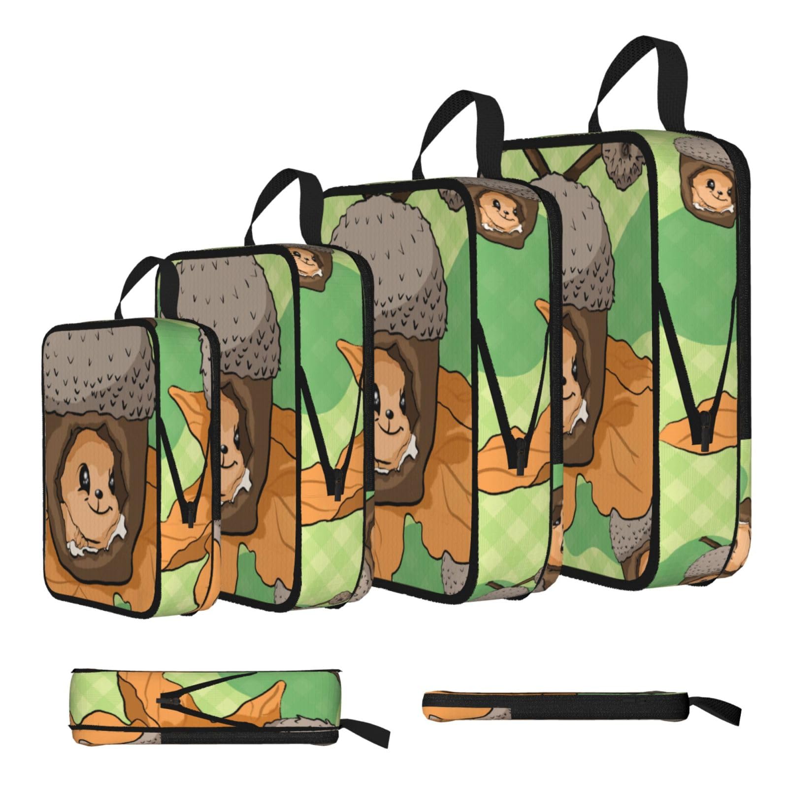 Sxzvvbn Black Cartoon Squirrel Compression Packing Cubes 4 Piece Set