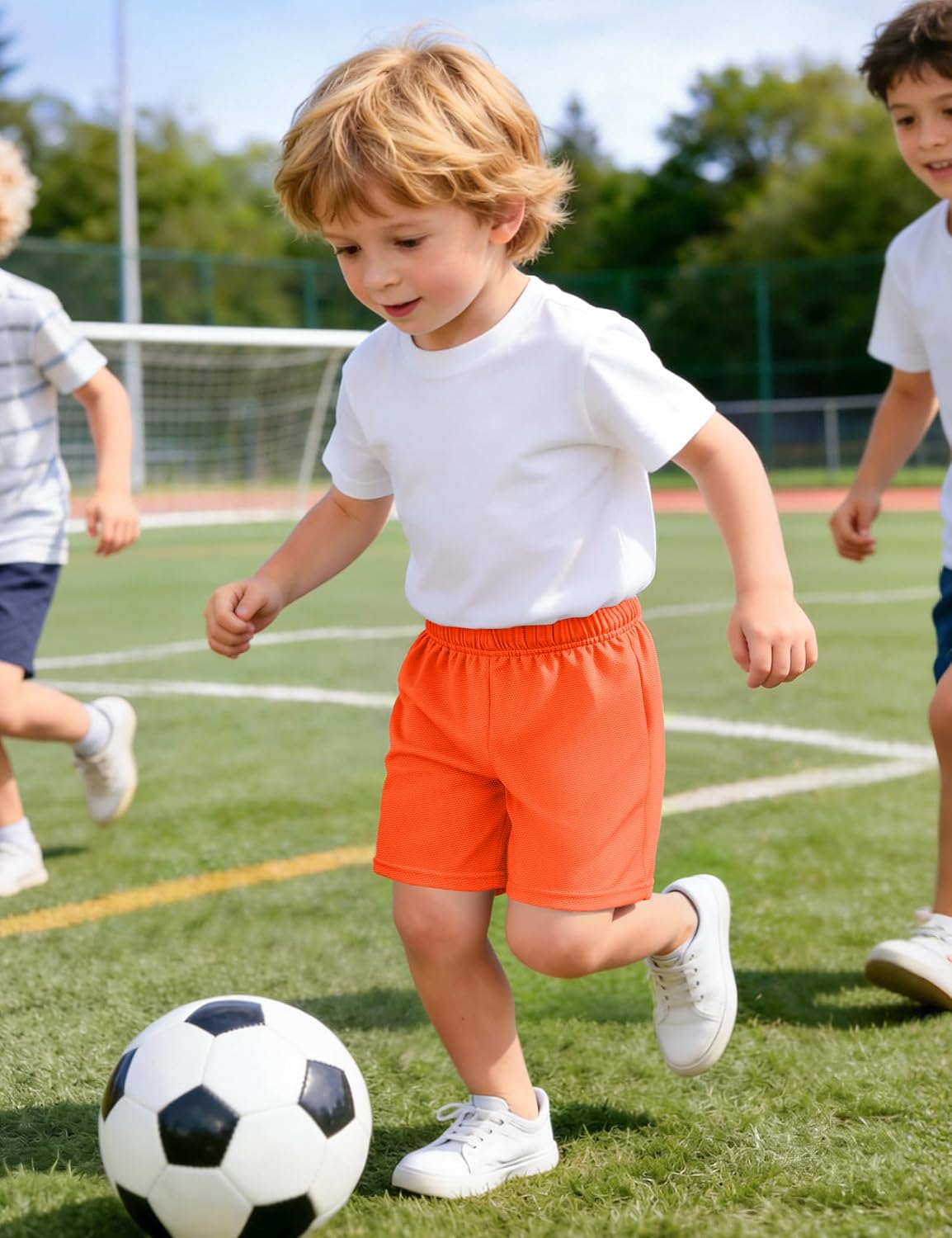 3 Pack Toddler Boy Soccer Shorts Baby Boys Athletic Basketball Shorts Summer Clothes for Sports Size 2-5T image 3