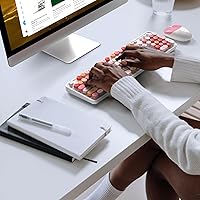 Vista 6 de MOFII Combo de teclado y mouse inalámbricos 2.4 Ghz, tamaño completo, retro, con teclas numéricas y lindo mouse, para PC de escritorio, laptop