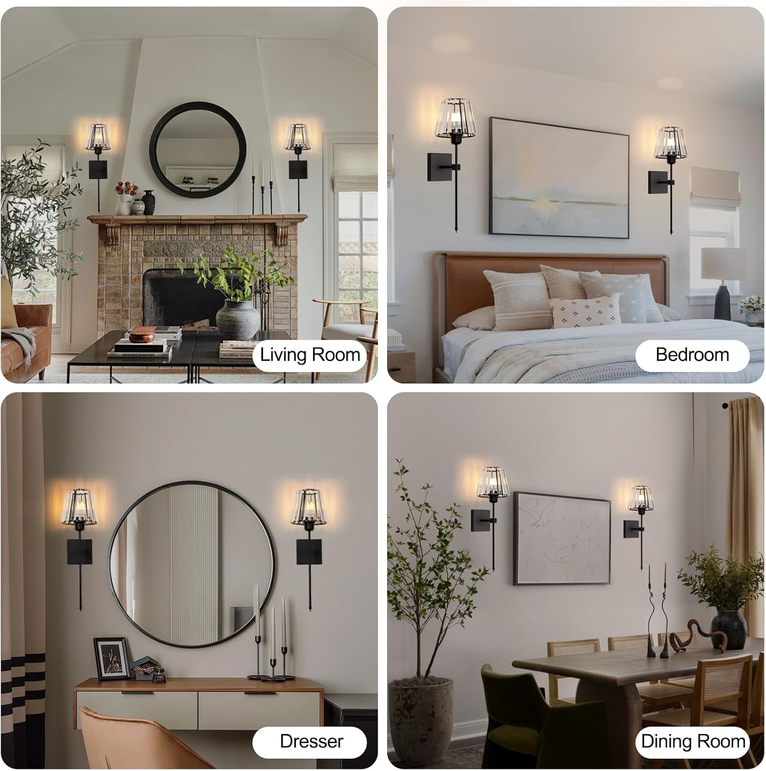 Battery Operated Crystal Wall Sconces Set of 2,Black Rechargeable Wireless Wall Sconces with USB Dimmable 15 Colors Modes Led Wall Lights, Wall Lamp for Bedroom Living Room Entryway ,2 Bulbs Included