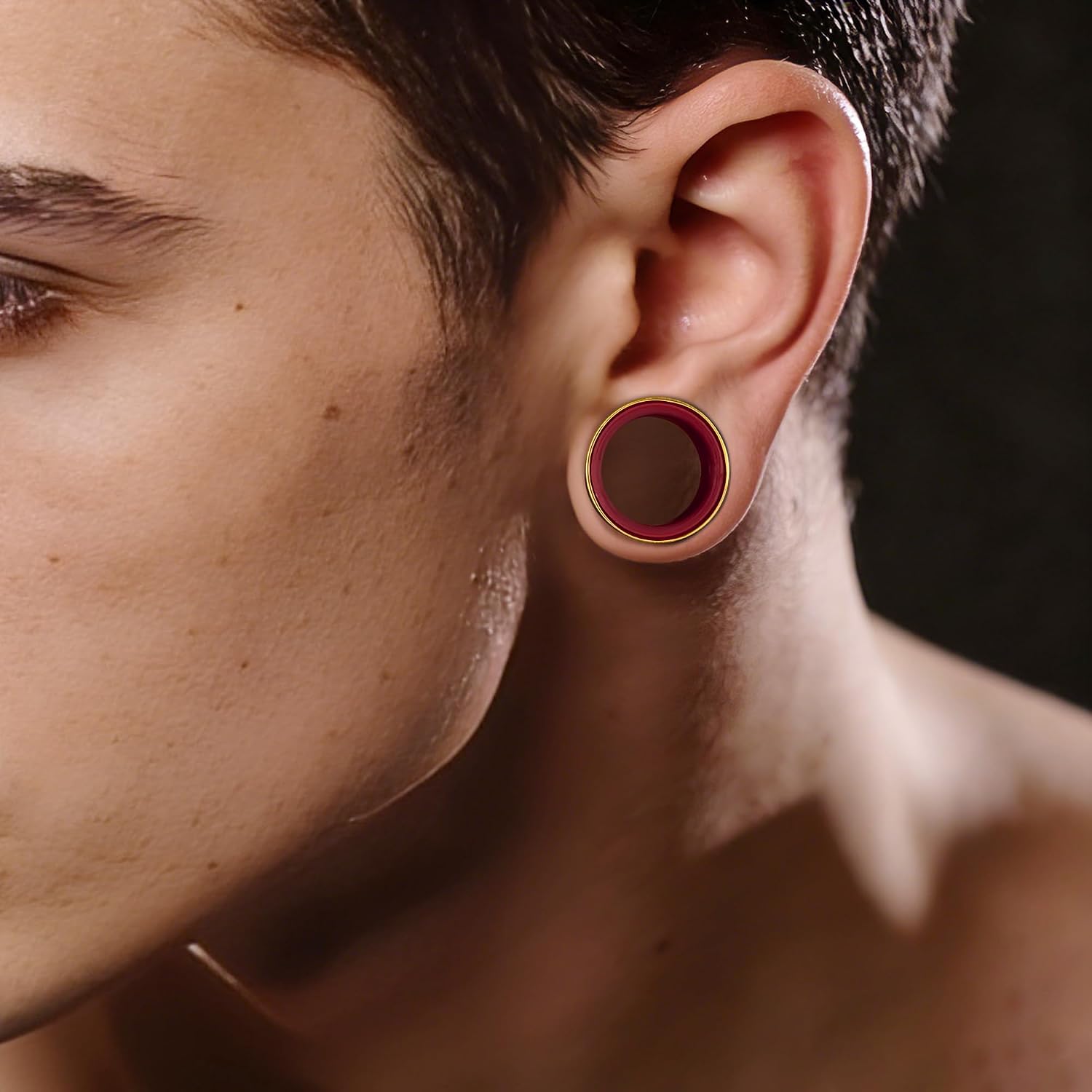 2PCS Two-Tone Ear Tunnels Plugs Hollow Double Flared Ear Gauges, Hypoallergenic Earrings Expanders Tunnels Stretchers Body Piercing Jewelry for Women and Men(8mm-16mm)