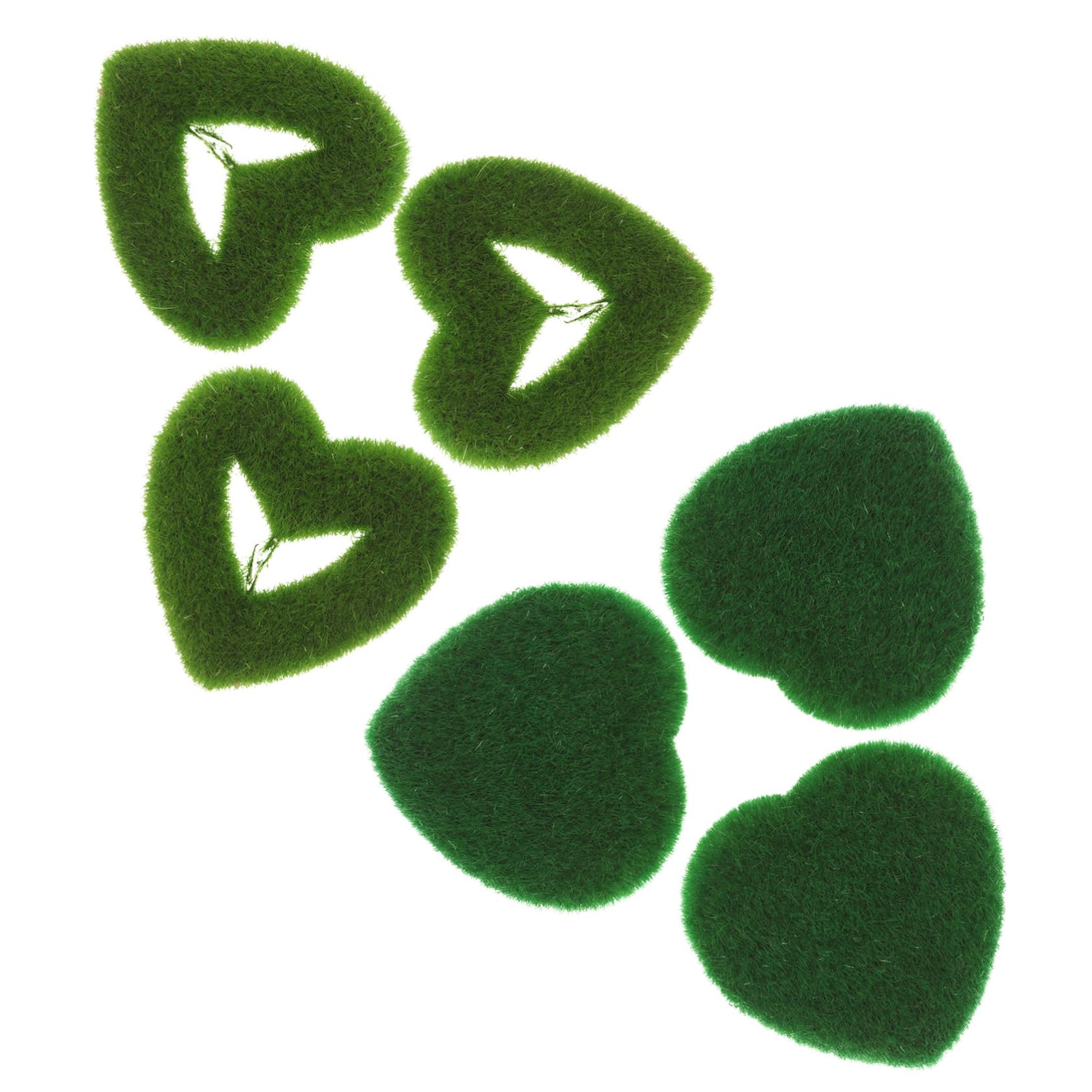 KALLORY 6pcs Heart Shape Plant Pot Moss Bonsai Decor DIY Plant Topiary Bonsai for Wedding Decor Decorative Moss for Home