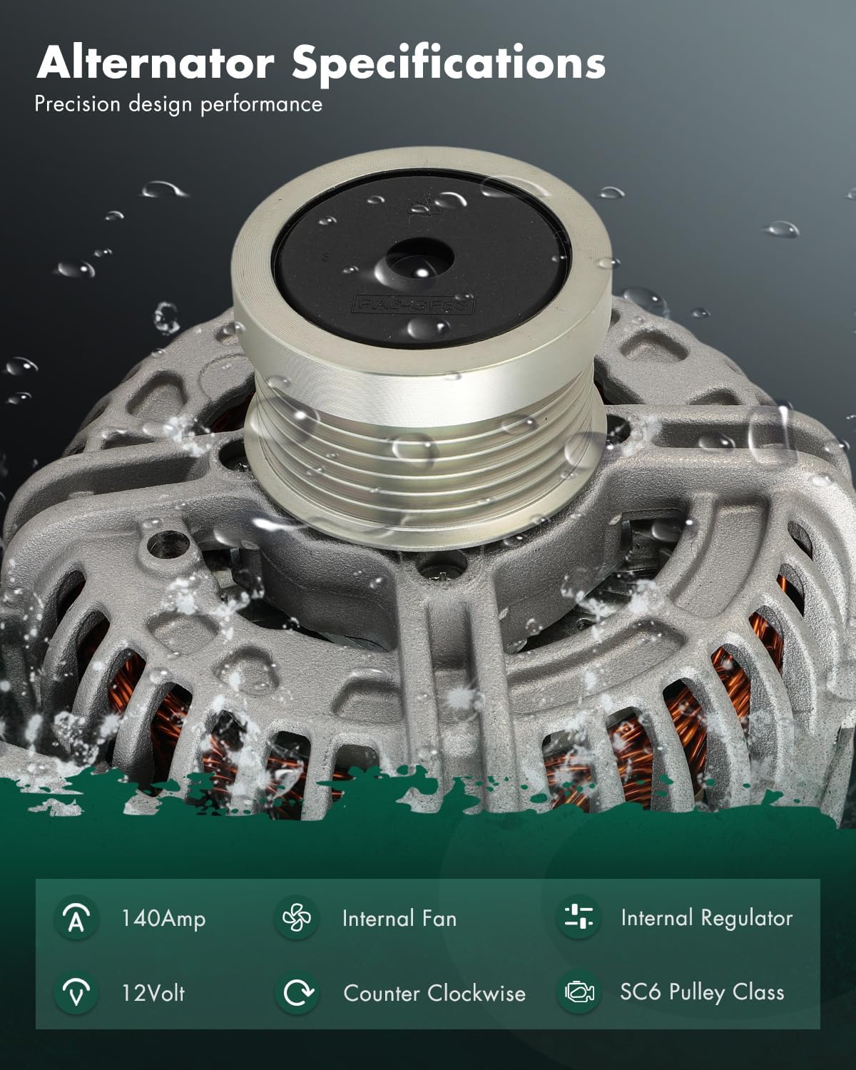 SCITOO Alternator Fits for Volvo for S40 1.9L 2003-2004,for Volvo for S60 2.4L 2002-2005,for Volvo for XC90 2.5L 2003-2006 12V 140Amp CCW SC6 Pulley Class High Output Alternator 13998
