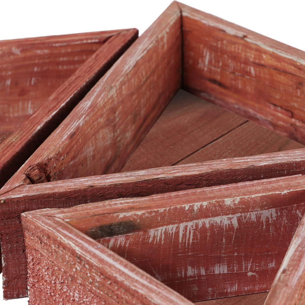Ekena Millwork DECR15SBTRCBRD Set of 3, Triangle, Closed Back, Vintage Farmhouse Shadow Box Shelves, Barnwood Decor Collection, Salvage Red