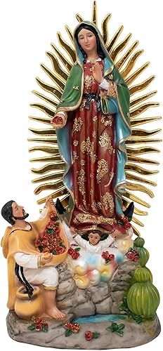 Miniatura 2 de DVDMATINEMOVIES - Estatua de resina de Nuestra Señora de Guadalupe con Juan Diego, varios tamaños, Virgen de Guadalupe con Juan Diego, decoración
