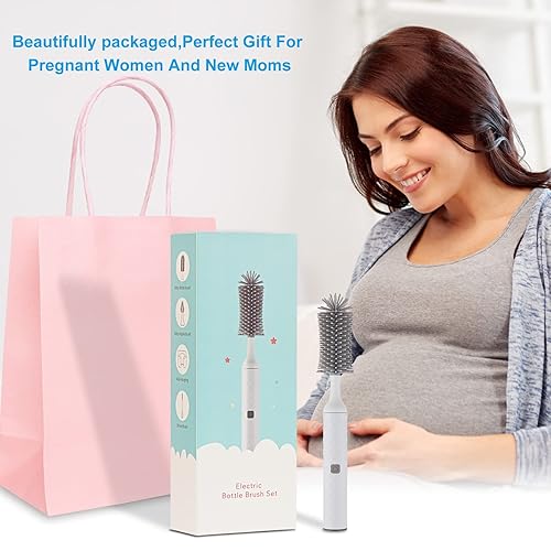 Miniatura 7 de WHNL Juego de cepillos eléctricos para biberones con limpiador de cepillos para biberones, cepillo para pezones, cepillo limpiador de pajillas,