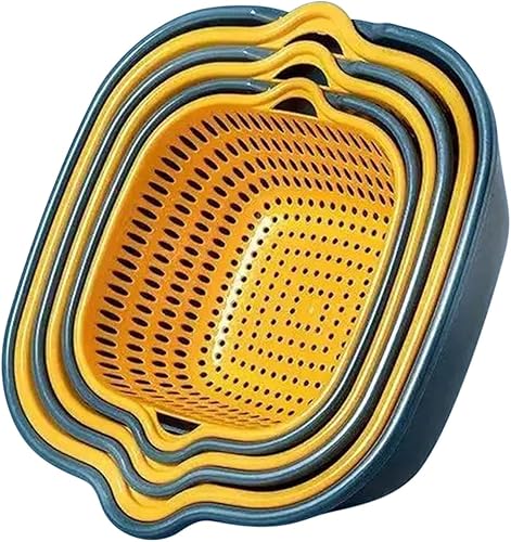 Lavabo de cocina de seis piezas en cesta de drenaje de doble capa para verduras y frutas, cesta de lavado de plástico multifuncional, colador y
