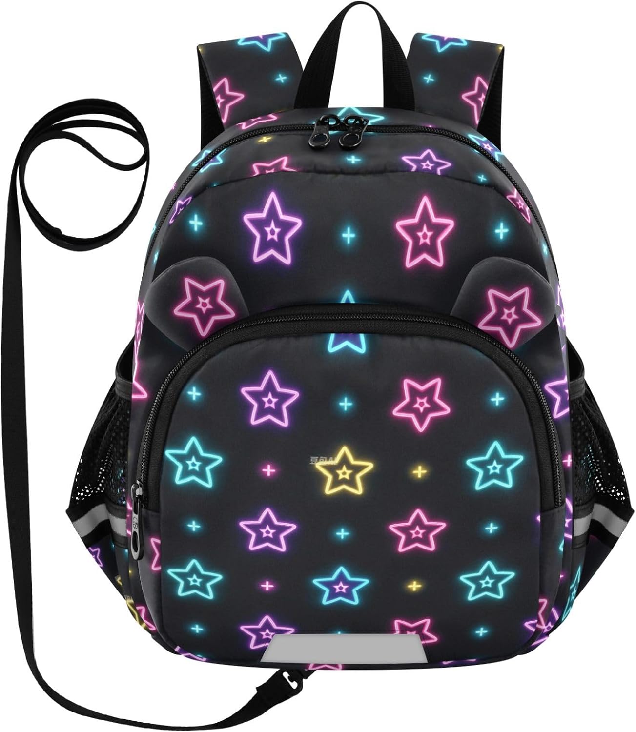 Cute Ears Daycare Bag For Infant Leash Kids Boy's/Girl's Anti-Lost Personalized Toddler Bookbag with Reflective Strip Neon Colored Stars mochila de para ni?a