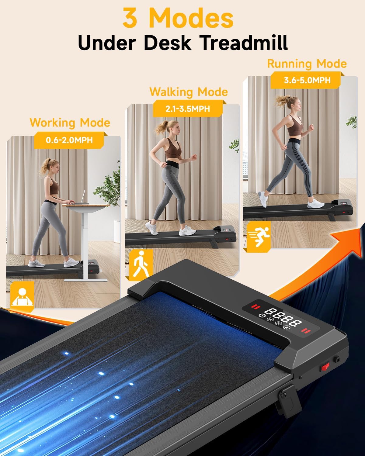Walking Pad Treadmill with Handle Bar,Walking Pad with Incline 8%,2.5HP Quiet Under Desk 320 lbs 2 in 1Treadmills for Home Office,Compact Foldable Walking Pad,Remote Control&LED Display