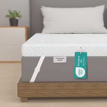 FRIDEKO 5cm Memory Foam Mattress Topper Single Bed, Dual-Layer Medium Firm Bed Topper with Washable Cover, Back Pain Relief & Pressure Relief for Deep Sleep, Single Size 90 x 190 cm