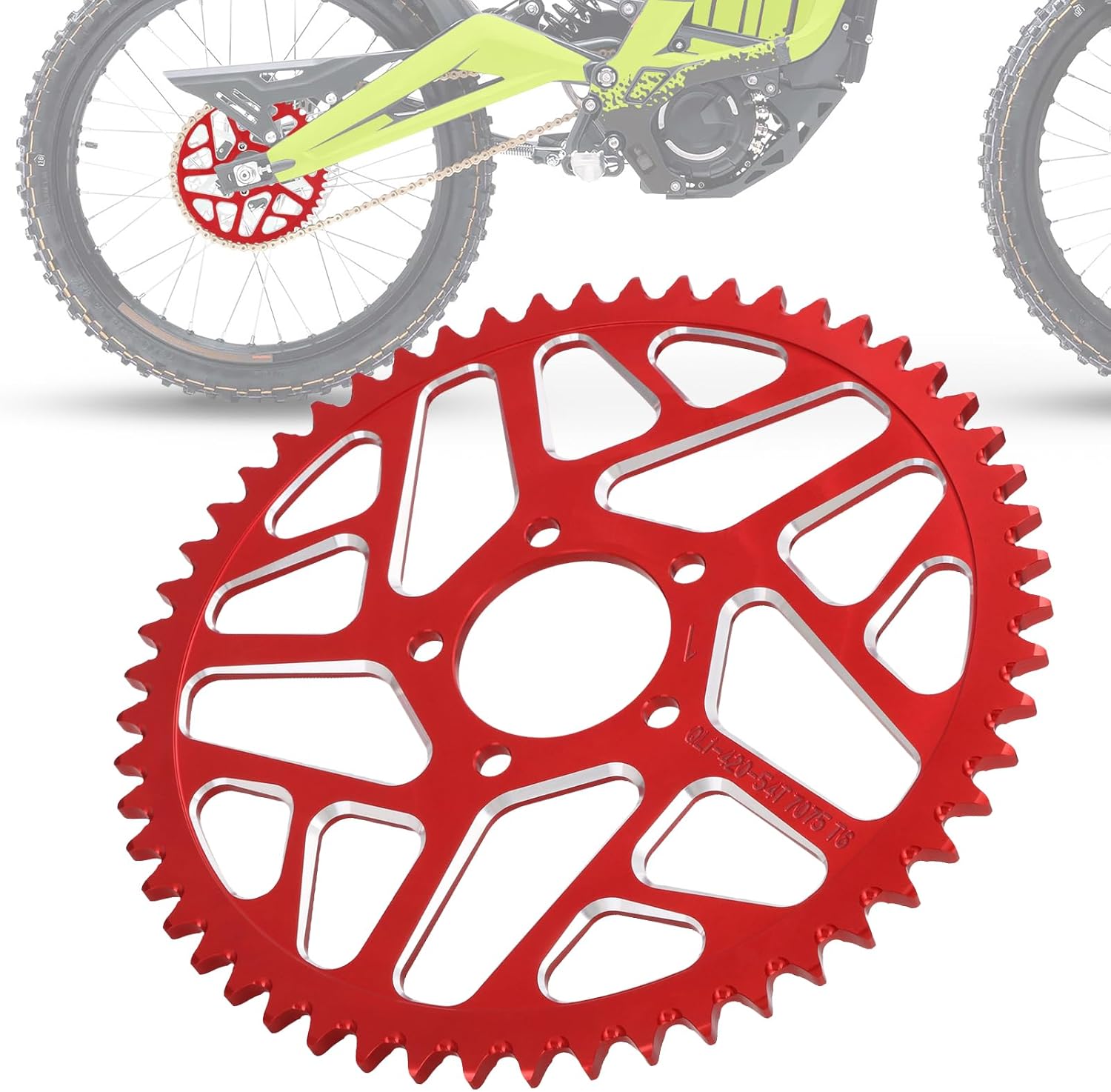 Dirt Bike Sprocket 54 Teeth Rear Chainset Sprocket 420/54T for Surron Sur Ron Light Bee X S LBX Electric Ebike Red