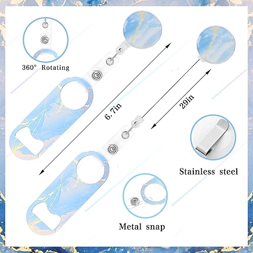 Miniatura 3 de 6 abrebotellas plano, mini abrebotellas retráctiles de acero inoxidable con insignia redonda, abrebotellas de cerveza plano con clip para cinturón,