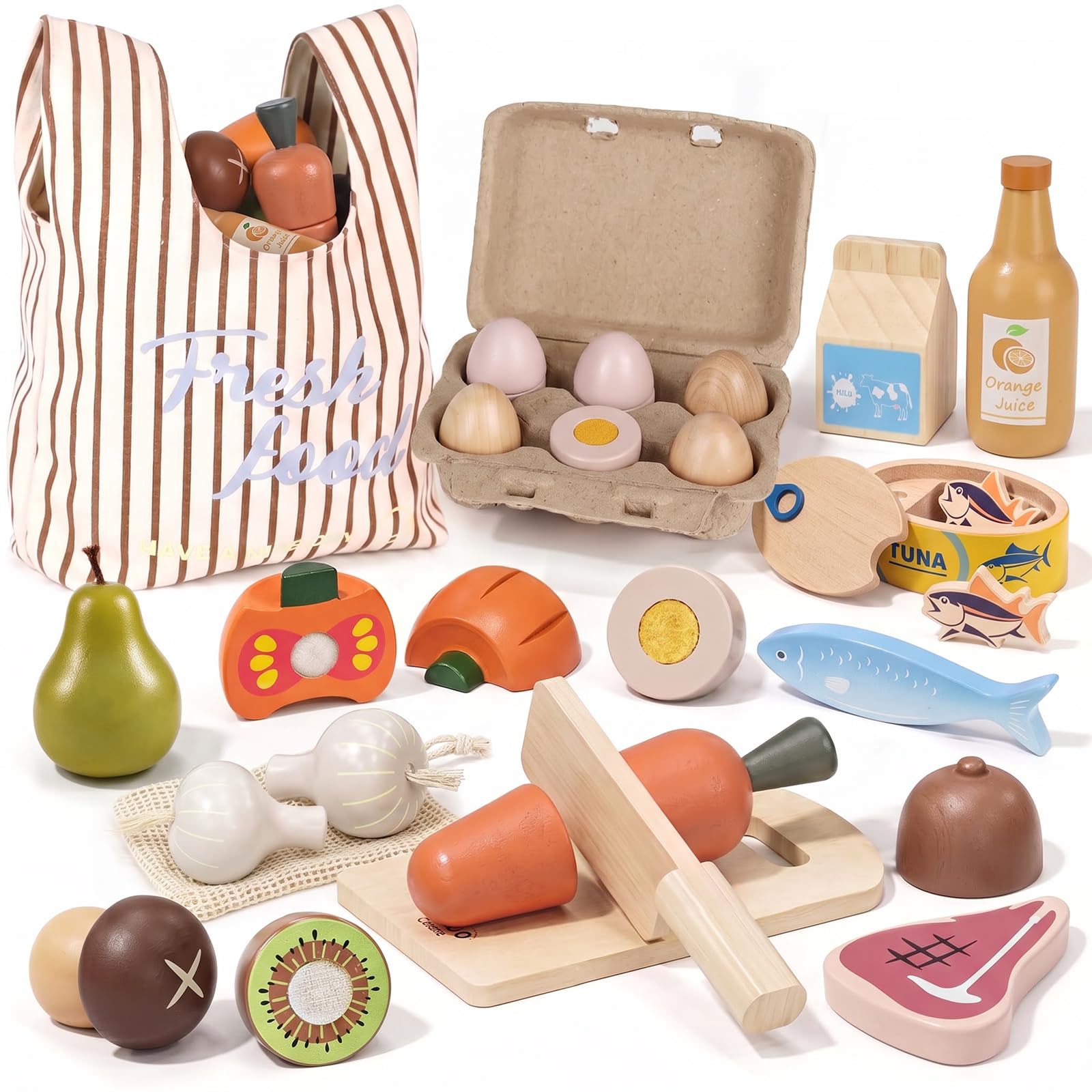 Lehoo Castle Wooden Kitchen Accessories, Montessori Toys for 3 Year Olds