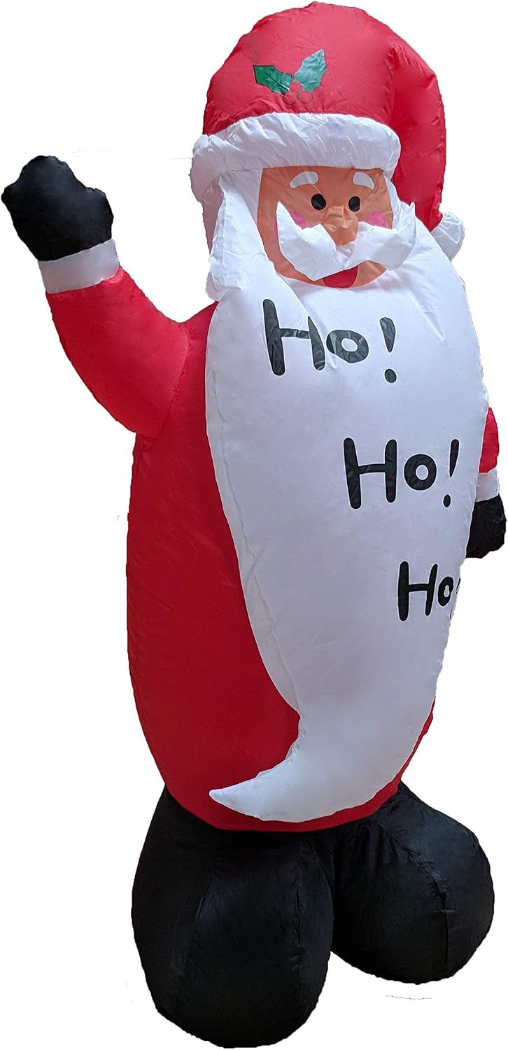 4 FT Tall Lighted Christmas Inflatable Santa Claus with Big Beard – Outdoor Indoor Holiday Decoration with Built-in LED Lights Self-Inflating Blower Blow-Up Lawn Yard Display for Home Family Décor