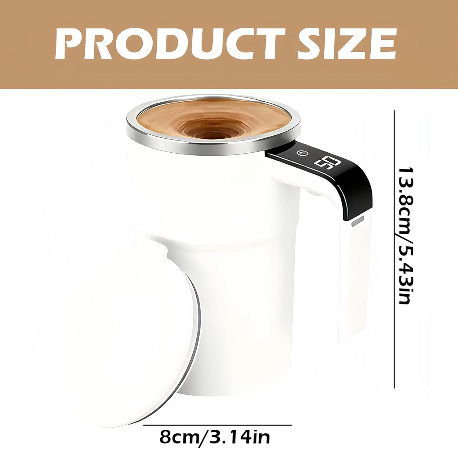 Self-Stirring Magnetic Coffee Cup with Temp Display, Upgraded Automatic Magnetic Stirring Mug Self Stirring Mug with Lid Rechargeable Stirring Mug, for Milk and Other Beverages (Black and white mixed)