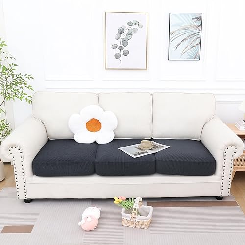 Miniatura 5 de Smiry Fundas de cojín impermeables para sofá, fundas de sofá de jacquard elásticas, lavables, fundas de cojín gruesas para sofá, protector de