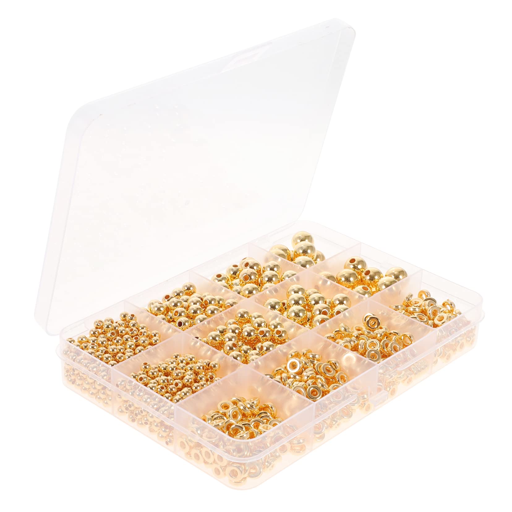 Angoily 3 Sätze Goldenes Perlenzubehör Armbänder Perlen Für Schmuckhersteller Schmuck Perlen Machen Uv Lose Perlen Abstandsperlen Zum Basteln Runde Lose Abstandsperlen Harz 1250 Stück * 3