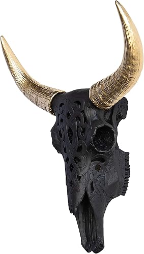 Miniatura 2 de Near and Deer Cráneo decorativo de bisonte de taxidermia sintética, negrodorado, CBI1708