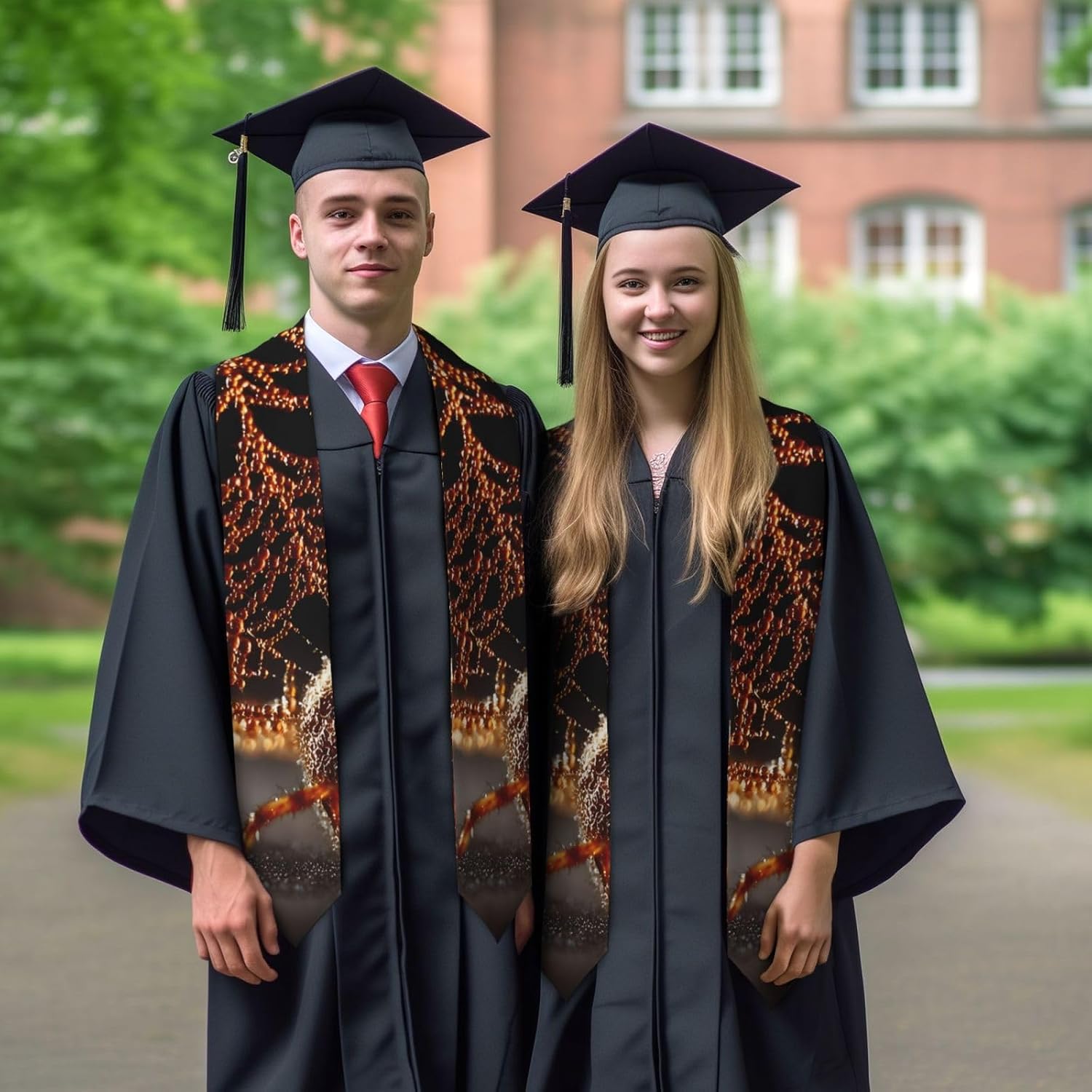 72 In Graduation Shawl Stole with Sharp Corners for Fashionable Comfort Wear with Unique Golden Spider Print