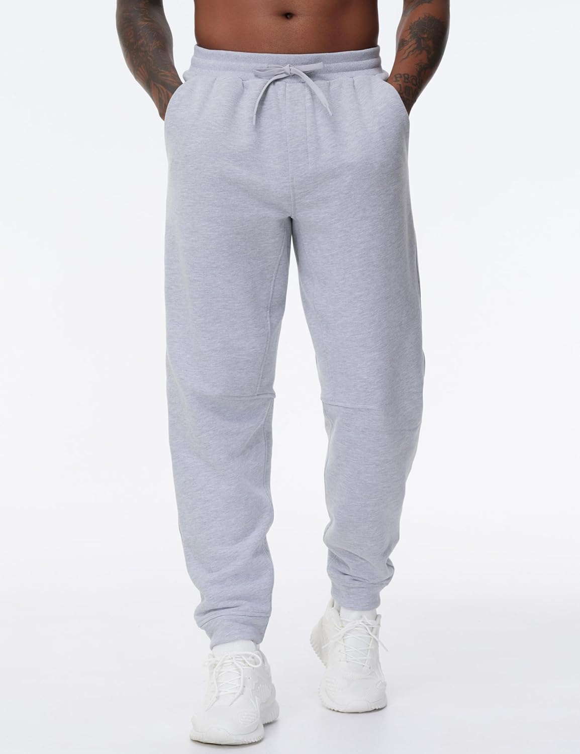 THE GYM PEOPLE Men's Fleece Workout Sweatpants Drawstring Tapered Running Lounge Jogger Pants with Pockets - Image 3