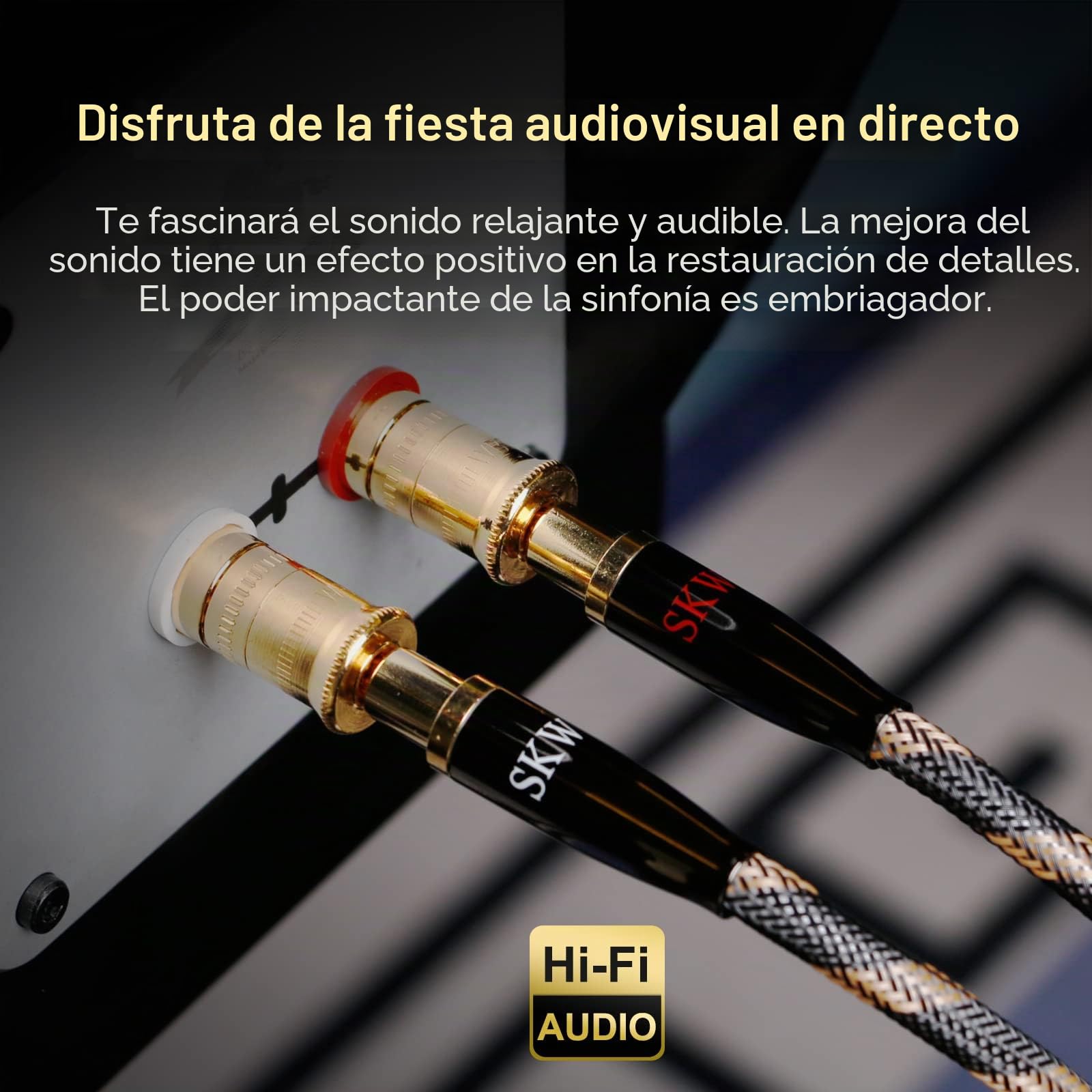 SKW Cable de Altavoz Audiophile, Cable de Enchufe Banana Intercambiable, Enchufe Chapado en Oro, Trenza de Nylon, Hi-Fi Cable (3.0 M, Negro, 1PC / Set)