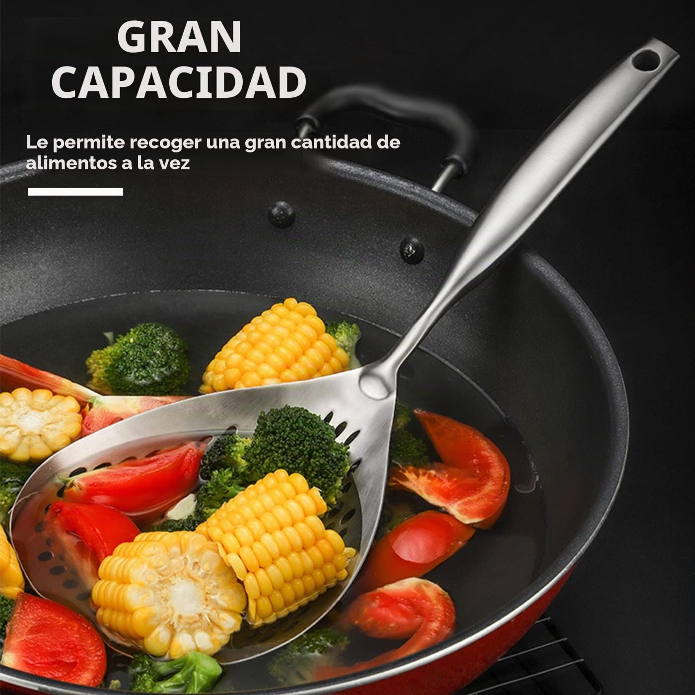 KAYCROWN Espumadera Cuchara Ranurada, Espumadera Cuchara de Acero Inoxidable 304 Colador Araña para Cocinar y Freír, Cuchara Colador de Pasta Colador de Cocina para Freír