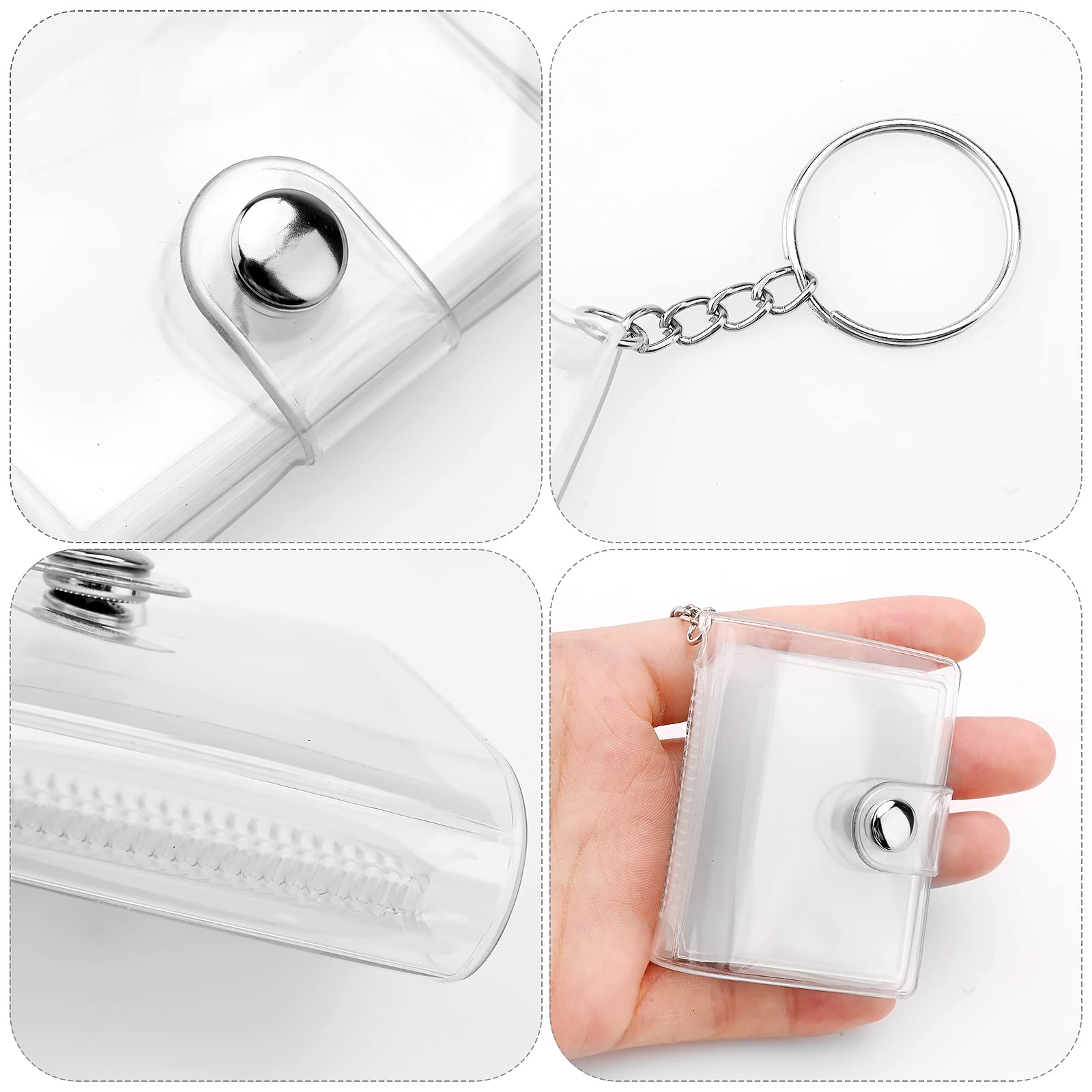 9 mini album fotografico trasparente, 2 pollici, piccolo portachiavi con 20 tasche, album fotografico, porta carte per album fotografico fai da te