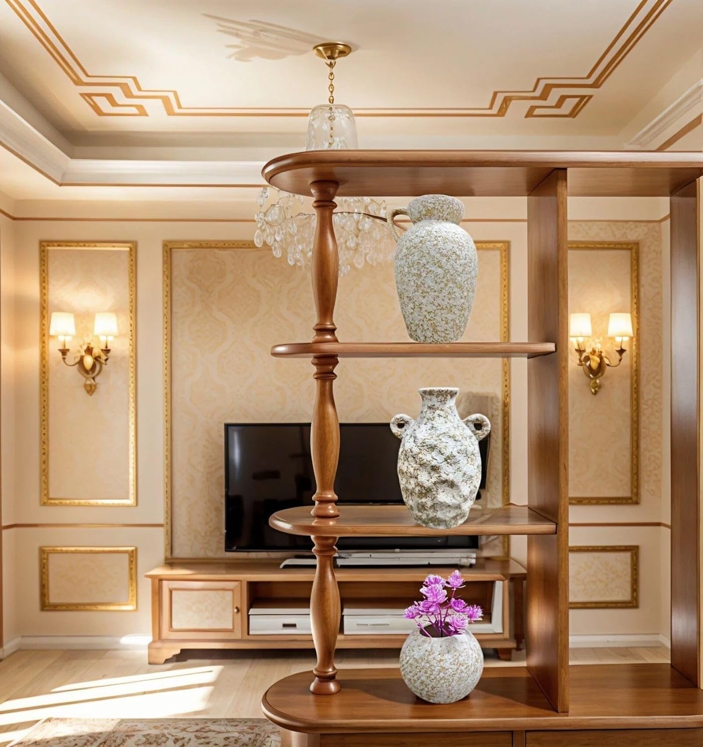 Medieval Minimalist Romantic Style Vase Set of 3，Ceramic Flower Vases Decor for Home Table Shelf Living Room Bed Room Kitchen Office Gift-Beige