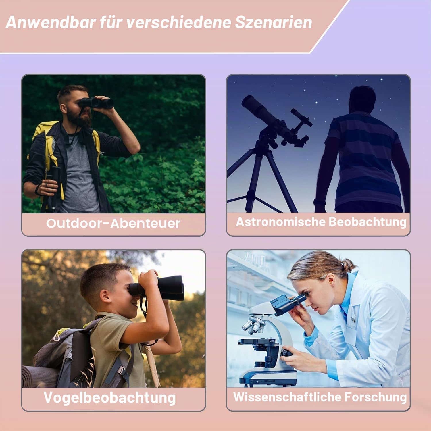 WiFi-Okularkamera,mit 1.5-Zoll-Bildschirm, 2.5K-Video,1920 x 1080 Pixel, geeignet für 24-50 mm optisches Teleskopmikroskop und Monokular-Fernglas, mit 64GB Speicherkarte