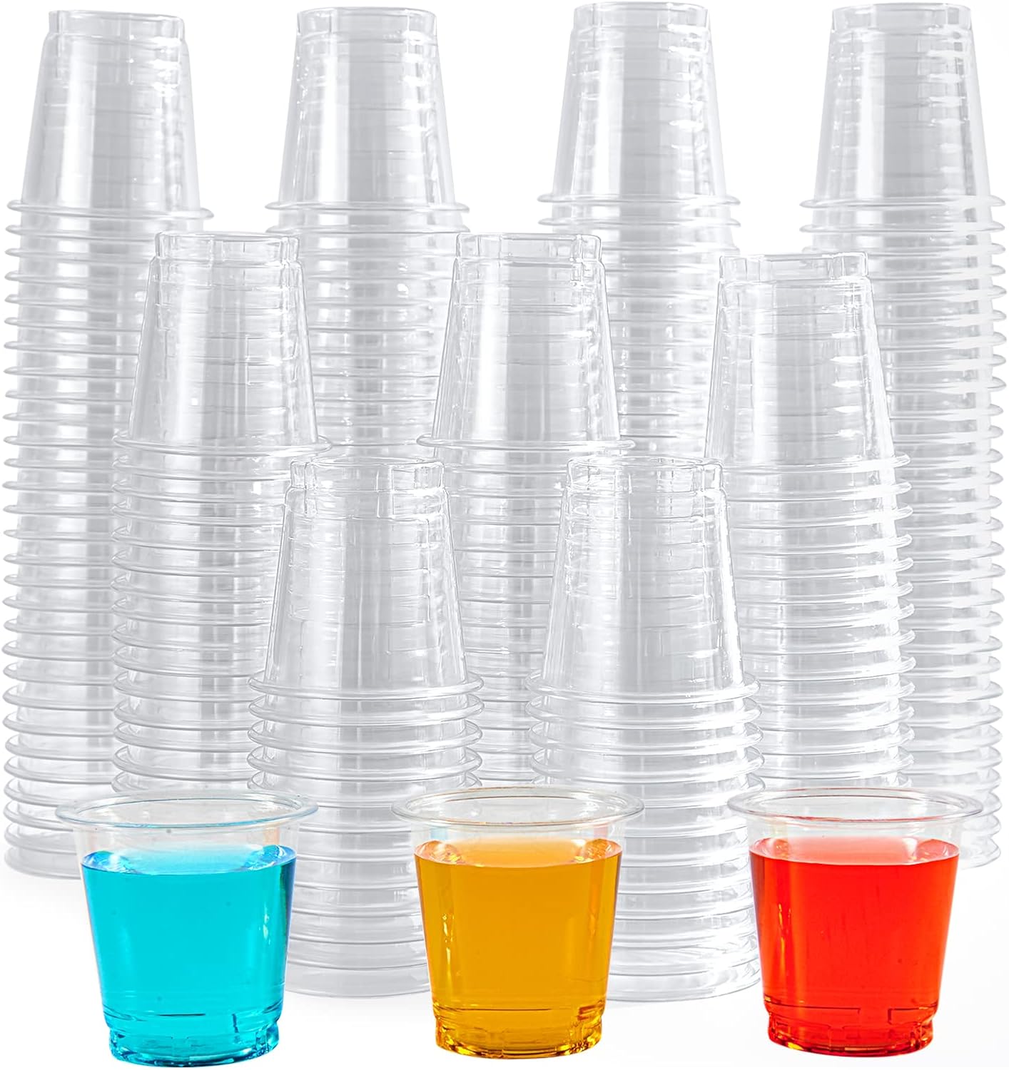 Lilymicky 500 PACK 2 oz Plastic Shot Glasses, 2 Ounce Clear Disposable Party Cups for Vodka, Whiskey, Tequila, Mini Plastic Containers for Sauce, and Sample Tasting 2 oz - 500 Count