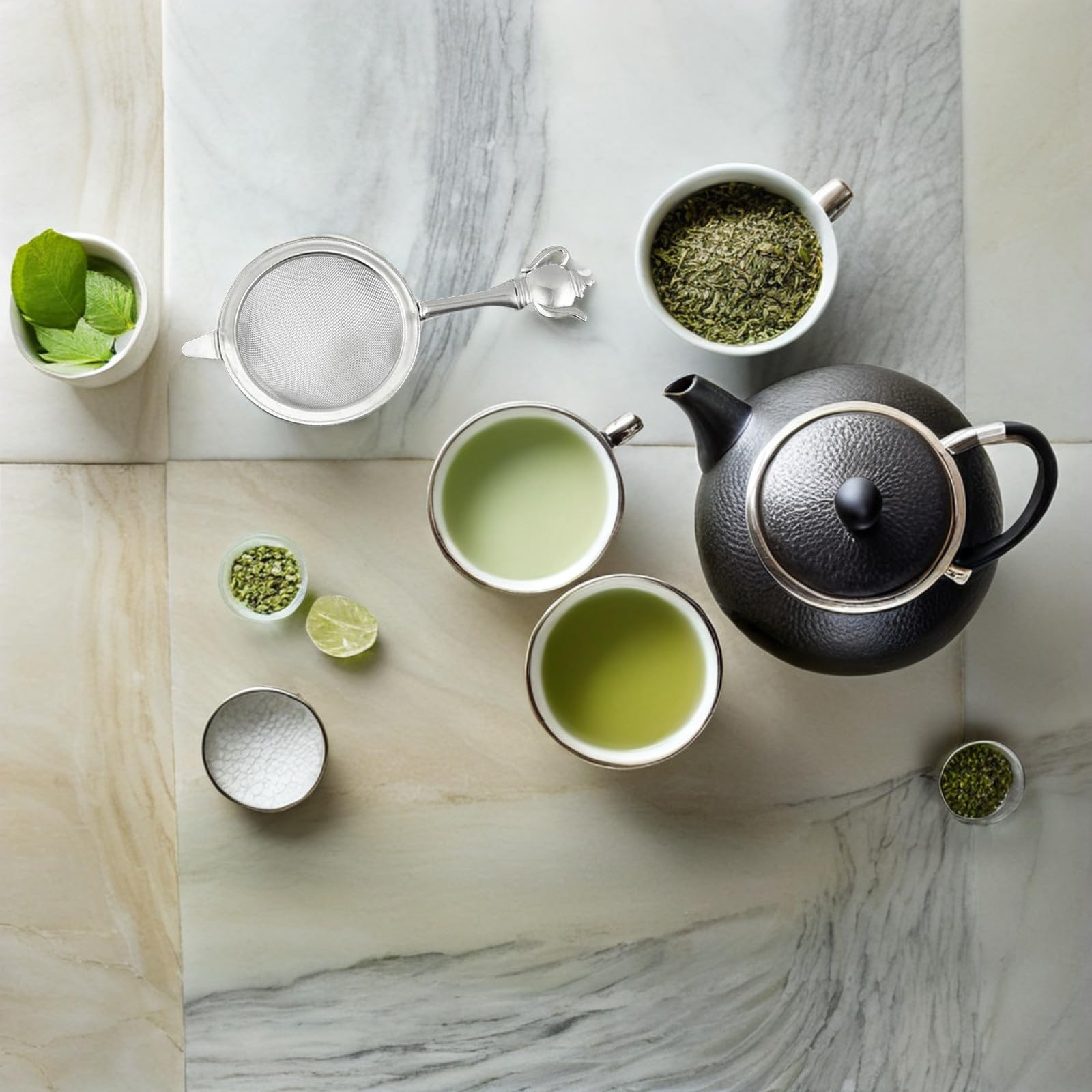 UKCOCO Separador de Colador de Té Mango de Acero Inoxidable Colador de Malla Fina para Cocina Accesorio de Filtrado de Té para Infusiones Caseras