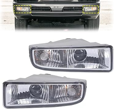 Pair Halogen Fog Light Assembly for 1998-2007 Lexus LX470,Left + Right Side Grey Housing Clear Lens Bumper Cover Fog Lamp Direct Replacement