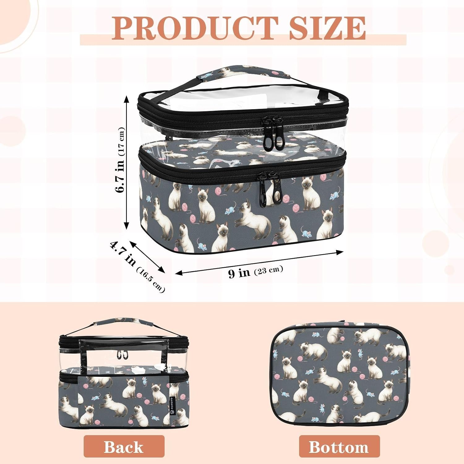 Sinestour Pets Design Double Layer Makeup Bag Cosmetic Organizer image 2