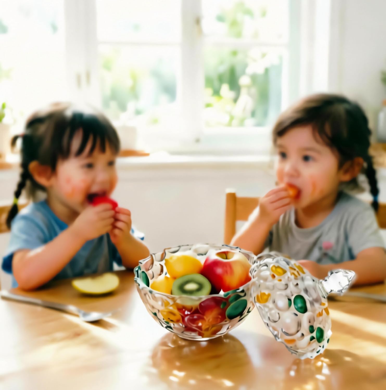 Colorful Bubbles Dot Glass Jars with Lid,Vintage Candy Friut Dish,Jewelry Box Buffet Food Jar for Home Kitchen Office Table Decorative,13OZ