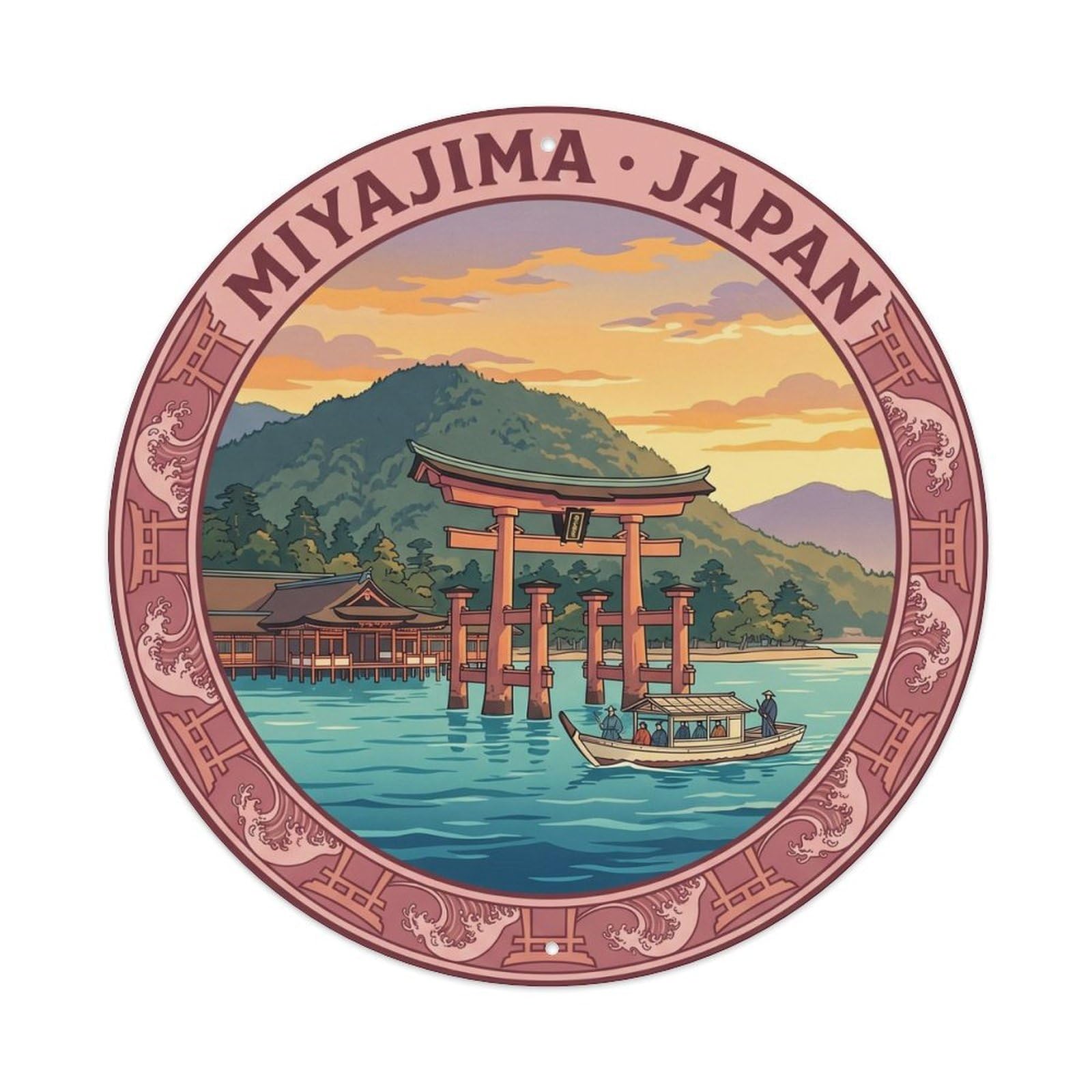 Miyajima Torii Japanese Heritage Old Town Temple Metal Tin Sign