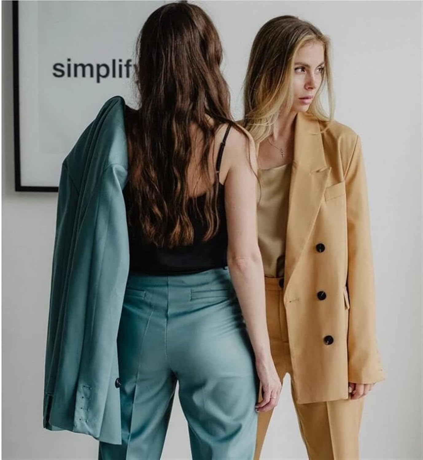 一部予約 スプリングブレザーパンツ2つのペリスセット女性二重抽選スーツジャケットハイウエストパンツ 丁寧 Color Gray Green Set Size L Cougaropen Com