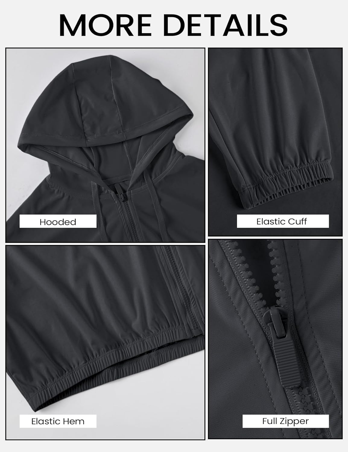 Wyeysyt Women's UPF 50+ UV Sun Protection Cropped Jackets Athletic Running Workout Zip Up Hoodie Outdoor Jackets - Image 6