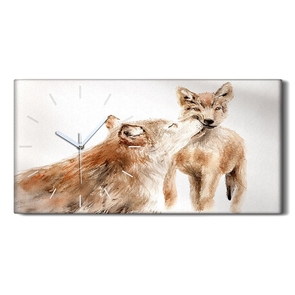 Horloge d'art sur toile 60x30cm loup rouge décoration haut de gamme chambre