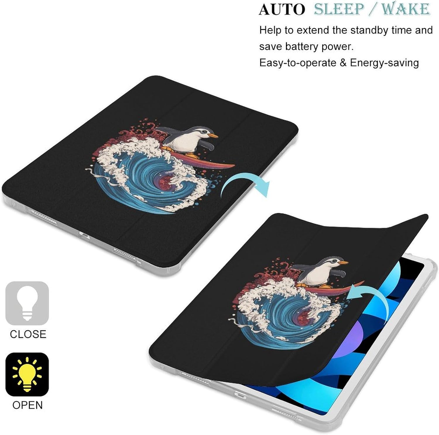 Penguins Surfing on Wave for IPad Pro/Air/2020/2021 Case image 2