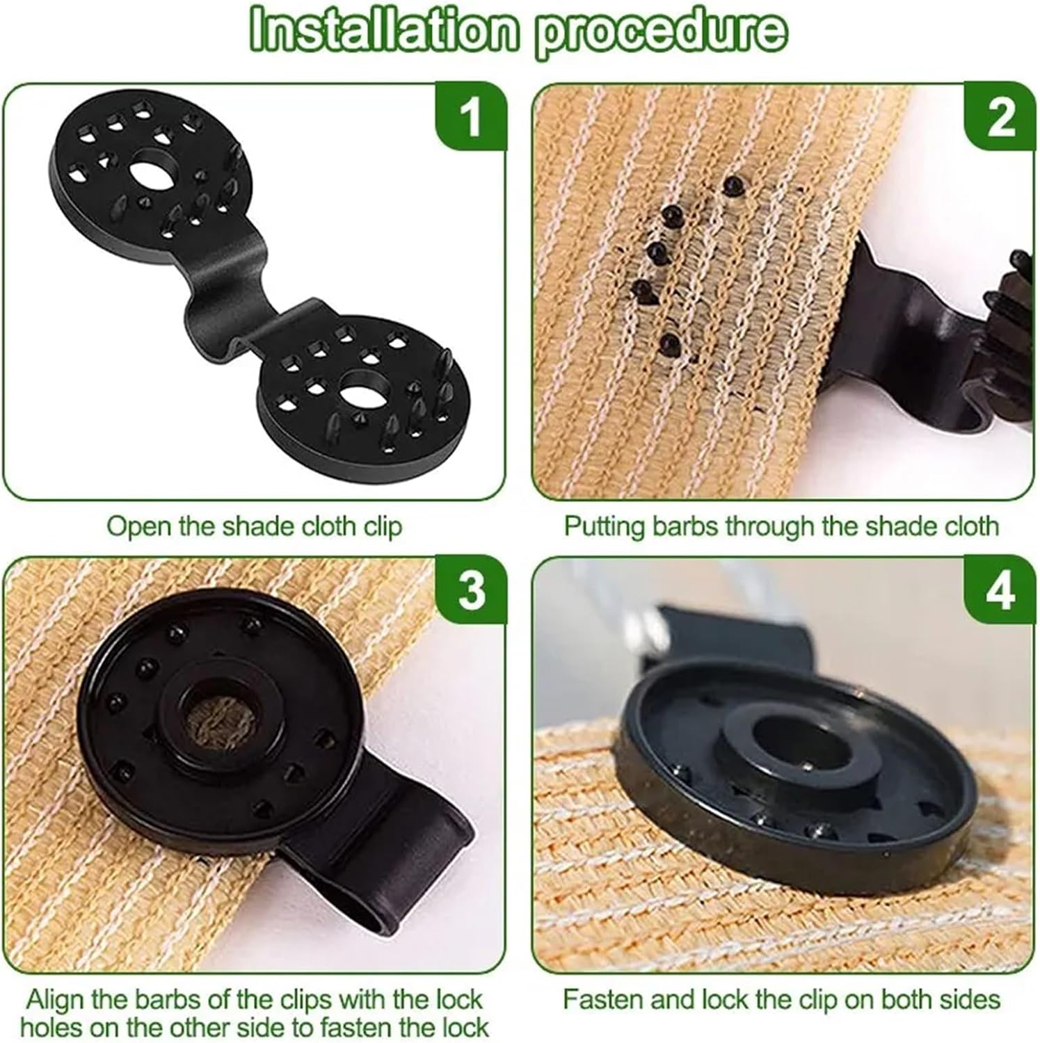 Shade Cloth Clips 200Pcs Shade Fabric Clamps Grommets for Sun Shade Sail Tarpaulin Mesh Canopy Fence