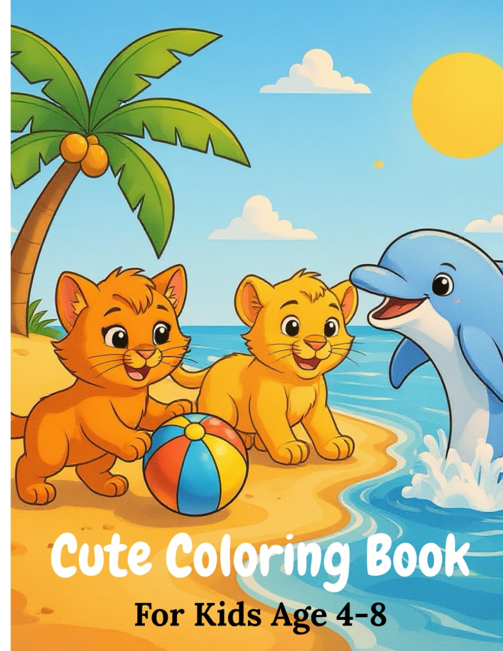 Cute Animals Coloring Book for Kids Ages 4-8: Fun and Easy Coloring Pages for Boys and Girls featuring Jungle, Ocean, and Farm Animals