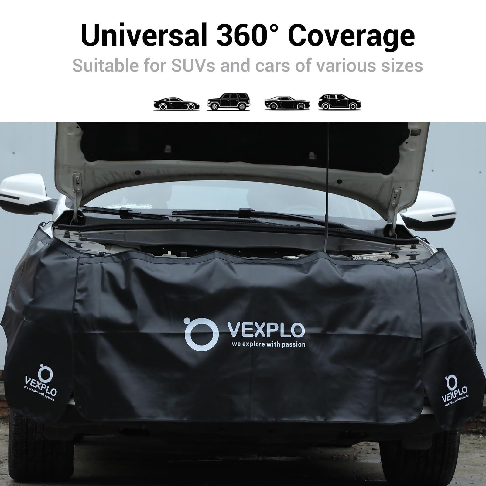 VEXPLO Parafango materasso per meccanico, 3 pezzi magnetici auto parafango protezione con 15 ganci e 7 magneti, dimensioni grandi e misura universale per berline o SUV (160 x 65 cm