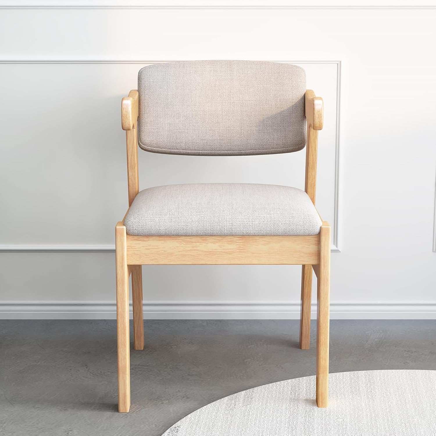 100% Solid Oak Wood Dining Room Chairs, Adjustable Height Kids Rubber Wood Study Chair Dining Chair with Removable Cushion (Nature)