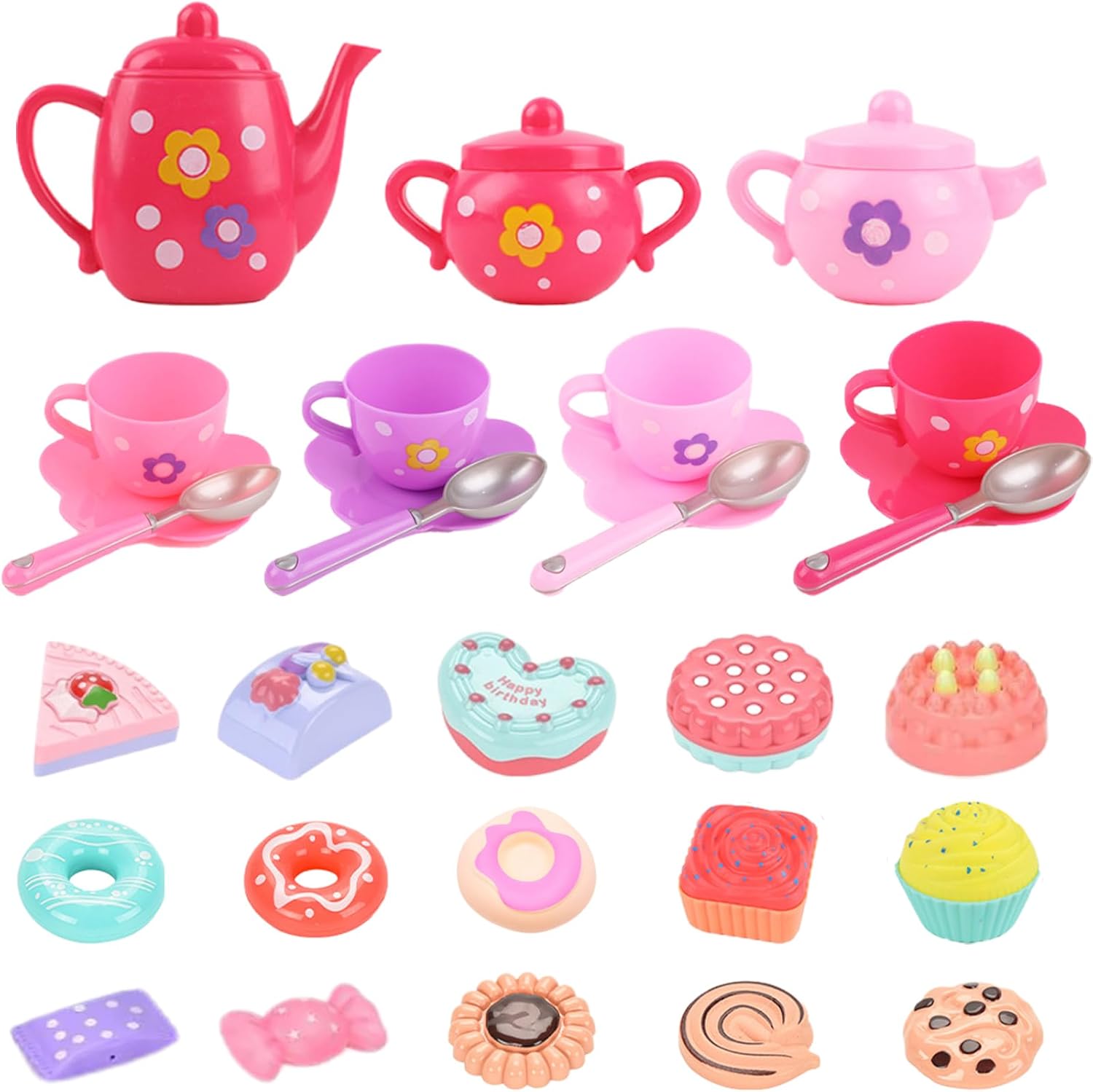 30 PCS Tea Party Set for Toddler Girls Toys Princess Toys Pretend Play Tea Set Toys Little Girl Birthday Gift Ages 3-5-6-8,Princess Tea Time Toys Kids Kitchen Pretend Play Toddler Girl Princess Toys