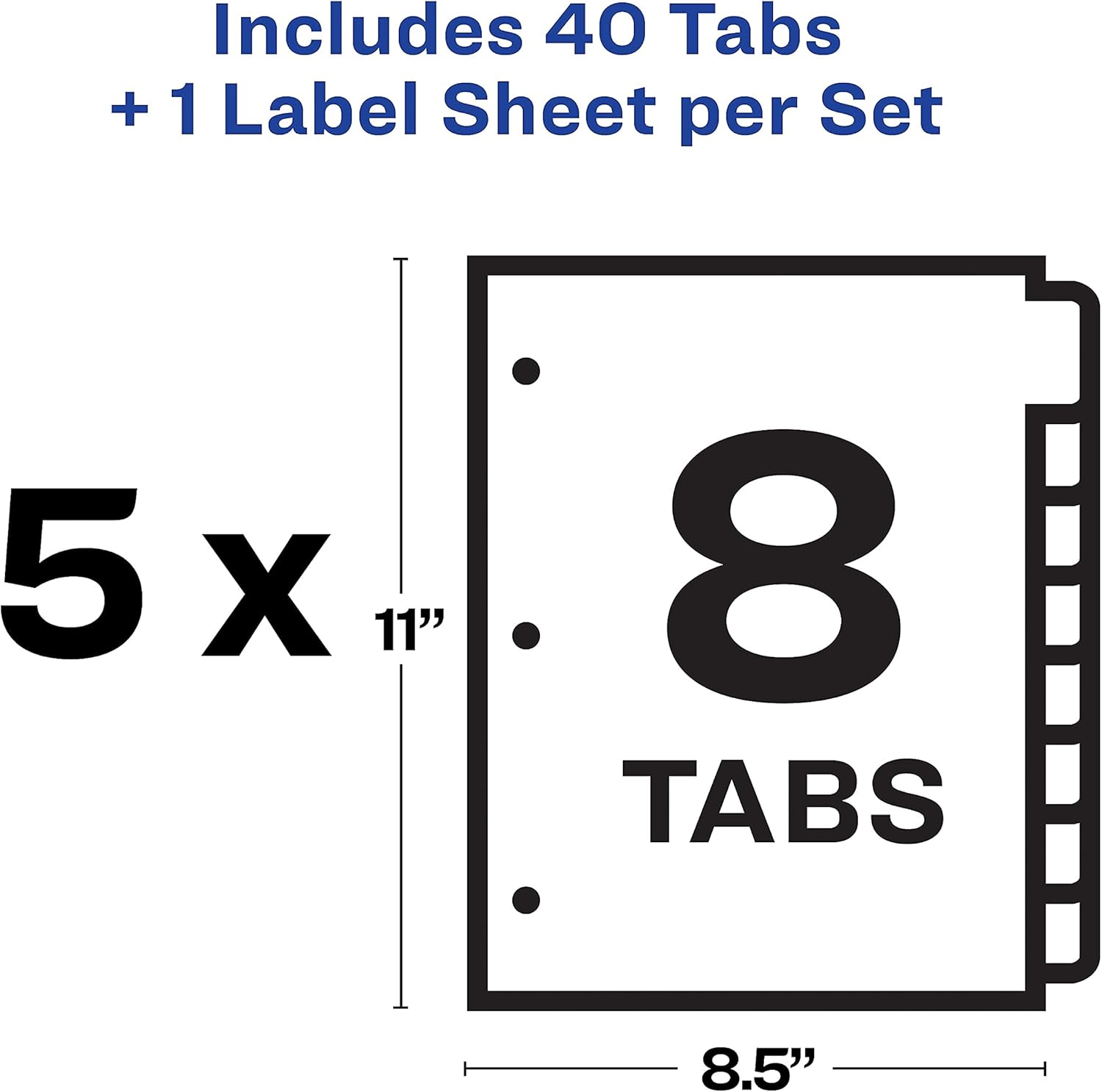 Avery 12450 Index Maker Translucent Dividers, 8-Tabs/Clear, Letter, 5 Sets/PK